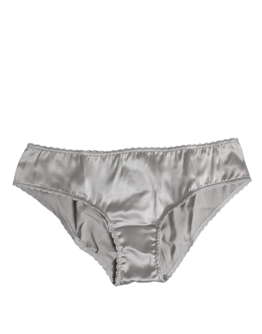 Dolce & Gabbana – Graue Stretch-Hose aus Seide mit niedriger Taille