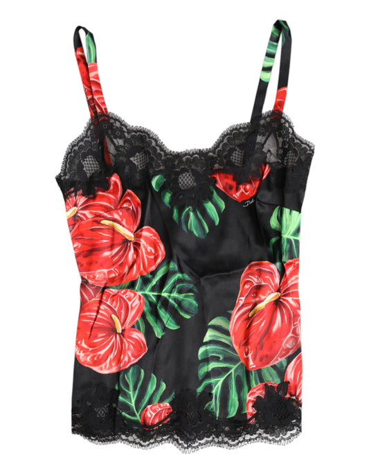 Dolce & Gabbana Mehrfarbiges Seiden-Tanktop mit Blumenmuster, Dessous und Unterwäsche