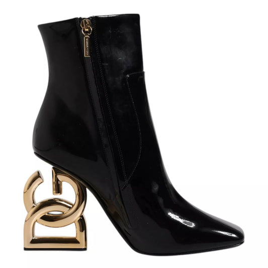 Dolce & Gabbana – Schwarze Jackie-Stiefel aus Leder mit halbhoher Wadenhöhe