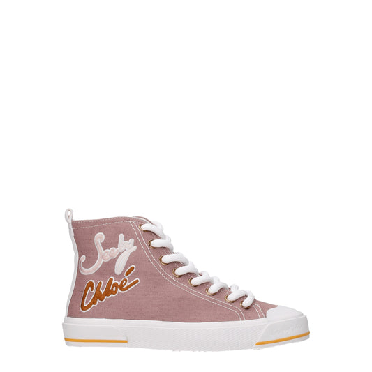 See By Chloé – Hohe Sneakers aus rosa Stoff