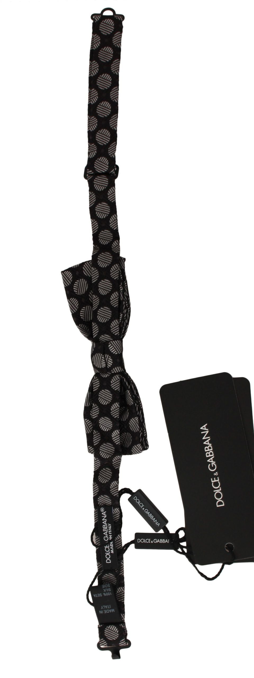 Dolce & Gabbana Dark Gray Silk Polka Dot Jacquard Men Bow Tie Papillon