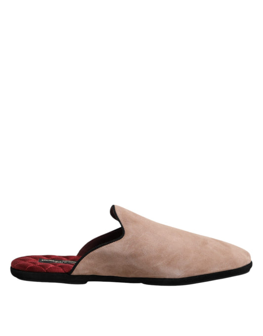 Dolce & Gabbana – Flache Pantoletten aus Wildleder in Beige
