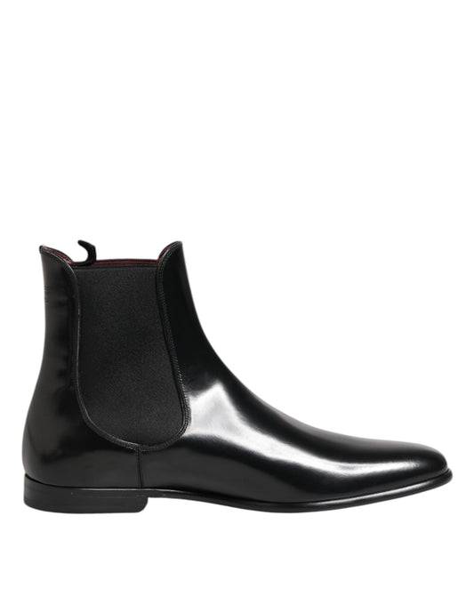 Dolce & Gabbana – Schwarze Chelsea-Stiefel zum Hineinschlüpfen in der Mitte der Wade