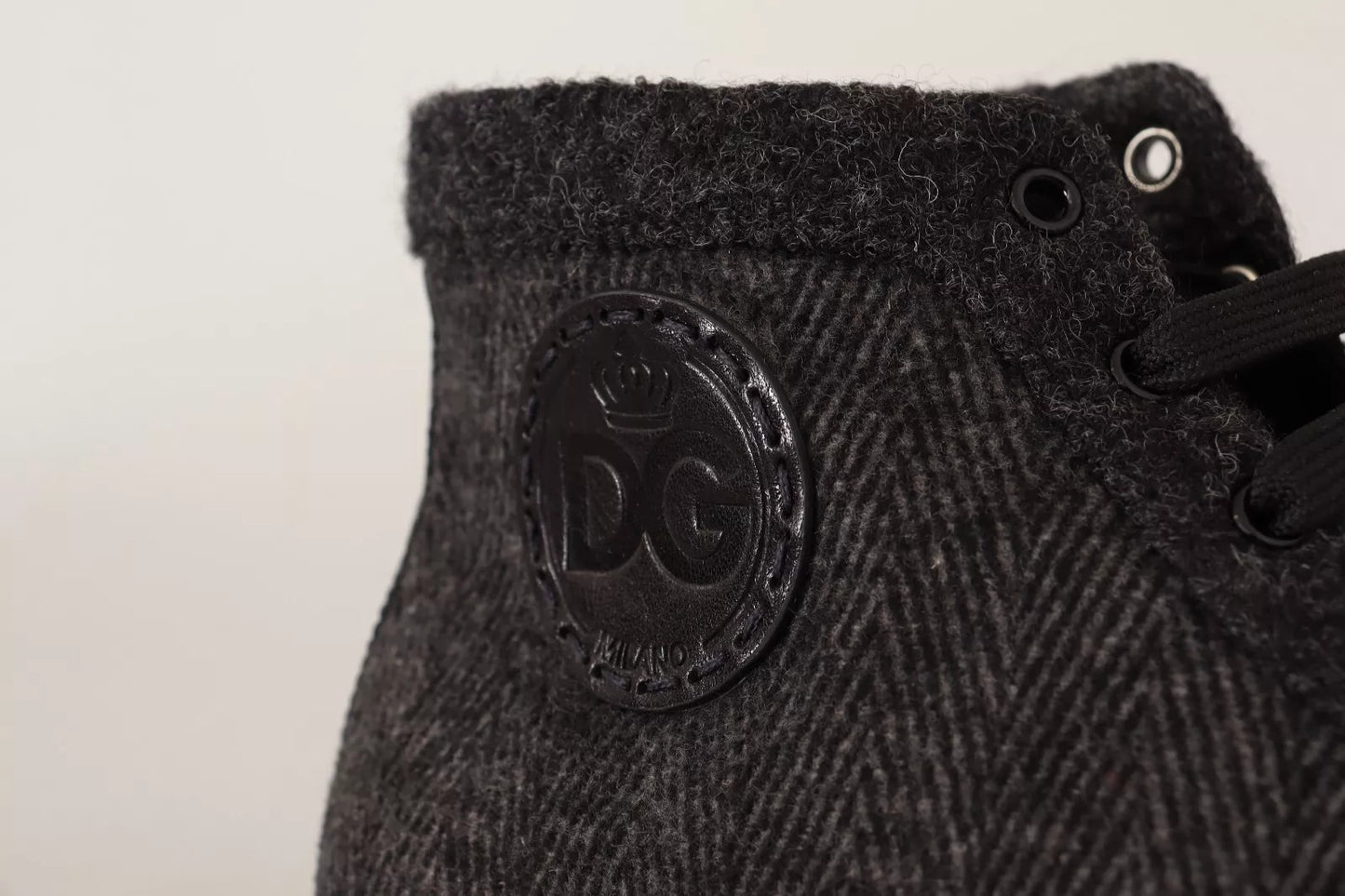 Dolce & Gabbana Graue lässige High-Top-Sneaker aus Wolle und Baumwolle