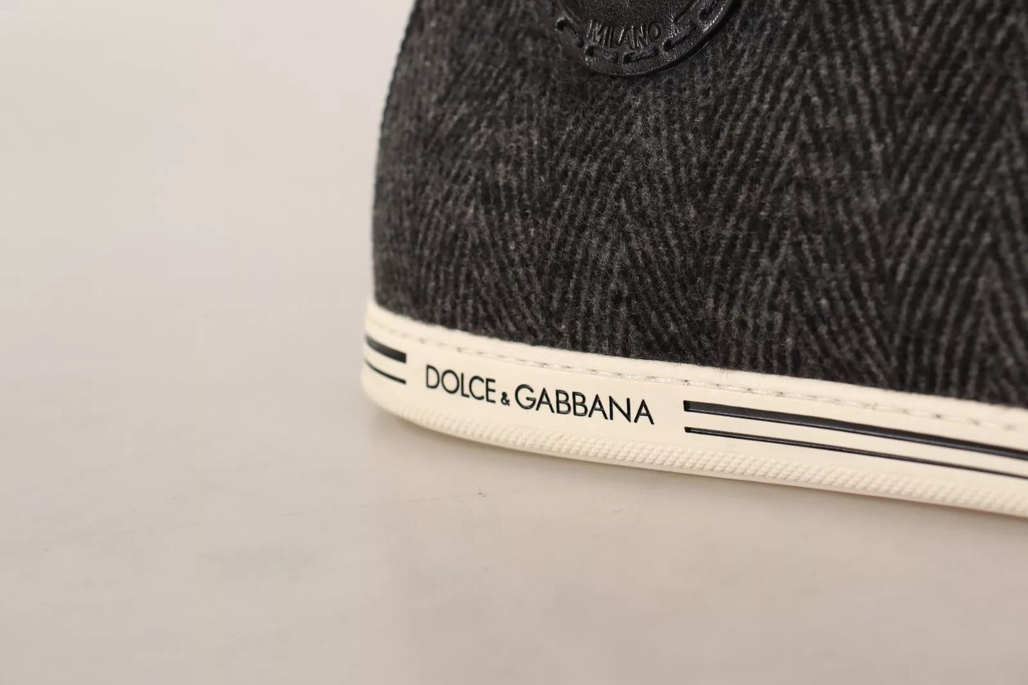 Dolce & Gabbana Graue lässige High-Top-Sneaker aus Wolle und Baumwolle