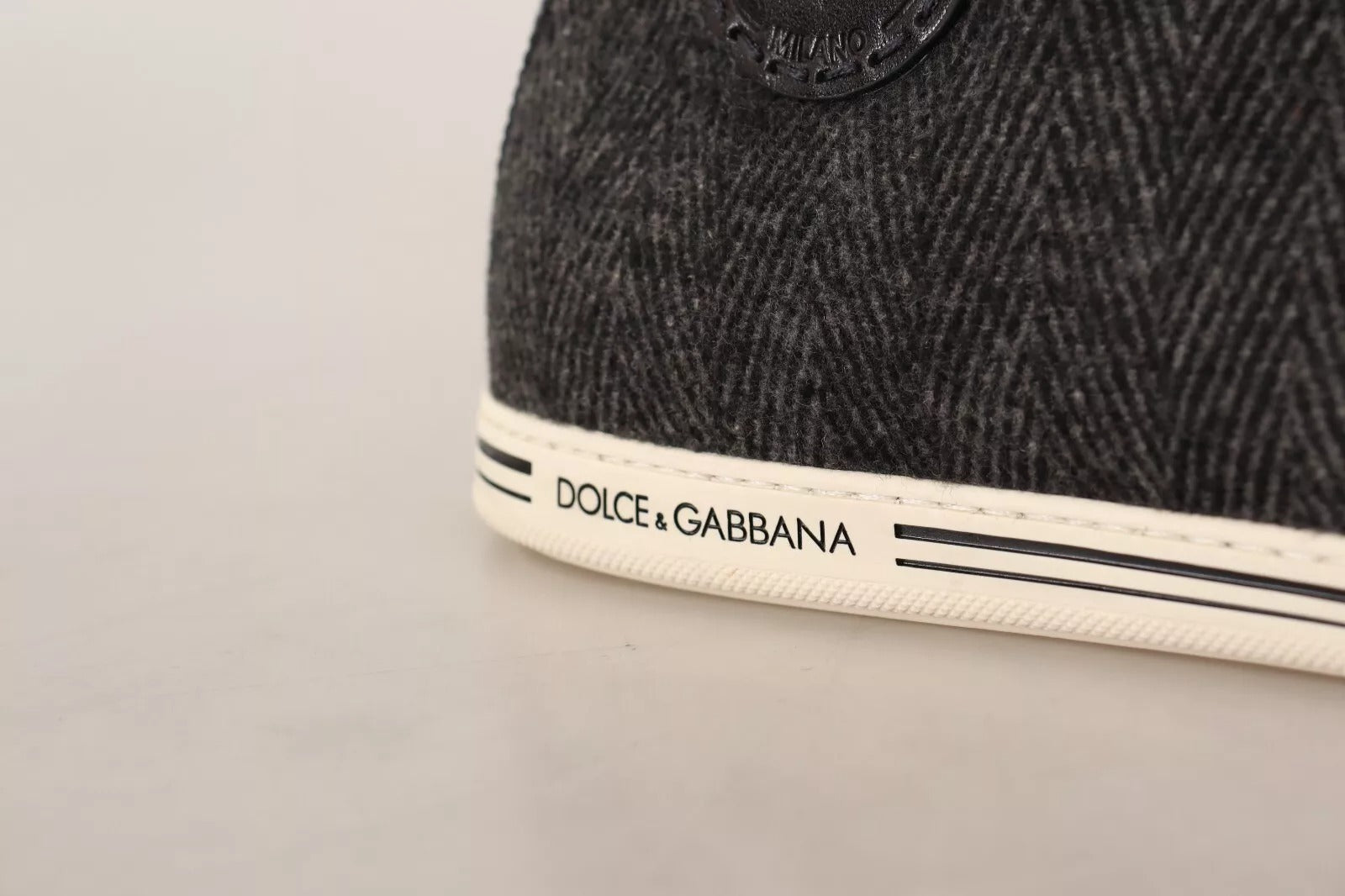 Dolce & Gabbana Graue lässige High-Top-Sneaker aus Wolle und Baumwolle