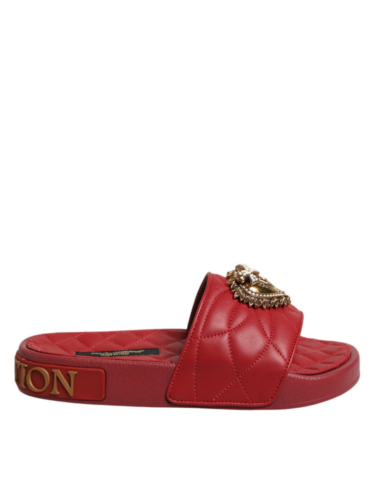 Dolce & Gabbana Red Devotion Pantoletten aus Matelassé-Leder