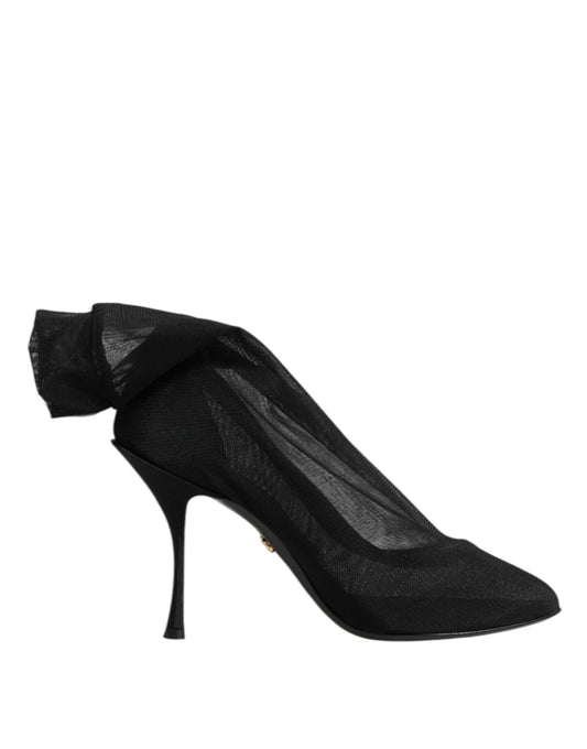 Dolce & Gabbana – Sockenstiefel aus Stretch-Mesh in Schwarz aus Seide