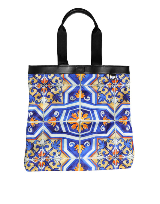 Dolce & Gabbana Mehrfarbige Maiolica-Print-Tragetasche mit Schultergurt