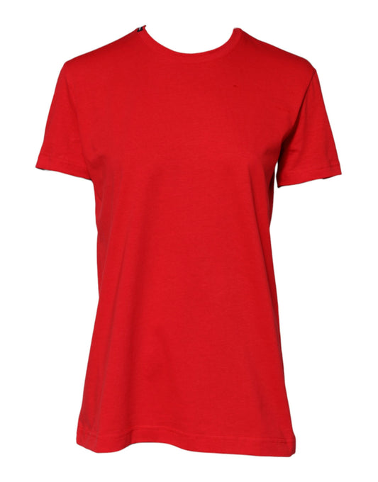 Dolce & Gabbana – Rotes T-Shirt aus Baumwolle mit Rundhalsausschnitt und kurzen Ärmeln