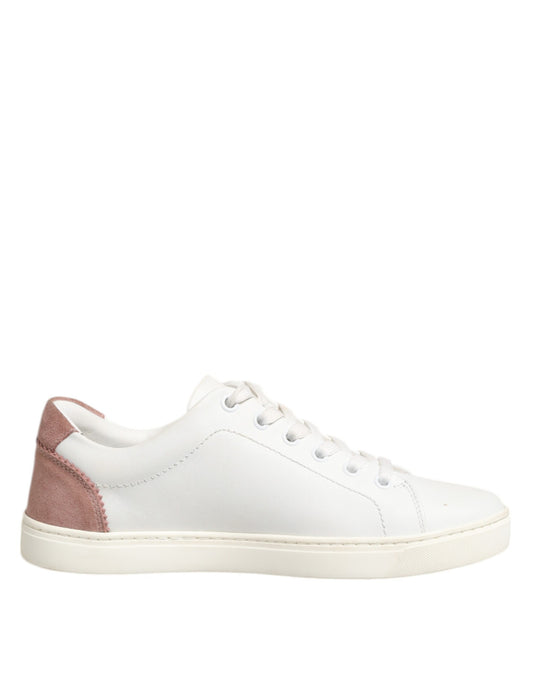 Dolce & Gabbana Weiß Rosa Leder Low Top Sneakers Schuhe