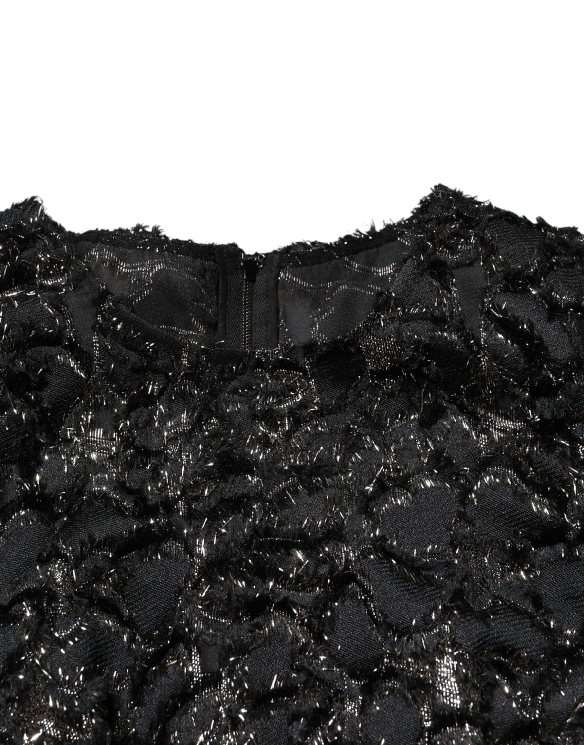 Dolce & Gabbana – Schwarzes Etuikleid aus Bouclé-Tweed mit Pailletten