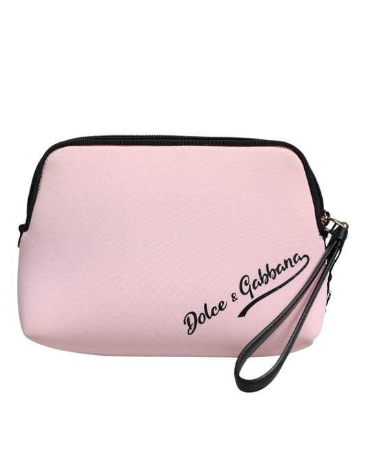 Dolce & Gabbana – Clutch mit Reißverschluss und DG-Logo-Print aus massivem Nylon in Rosa