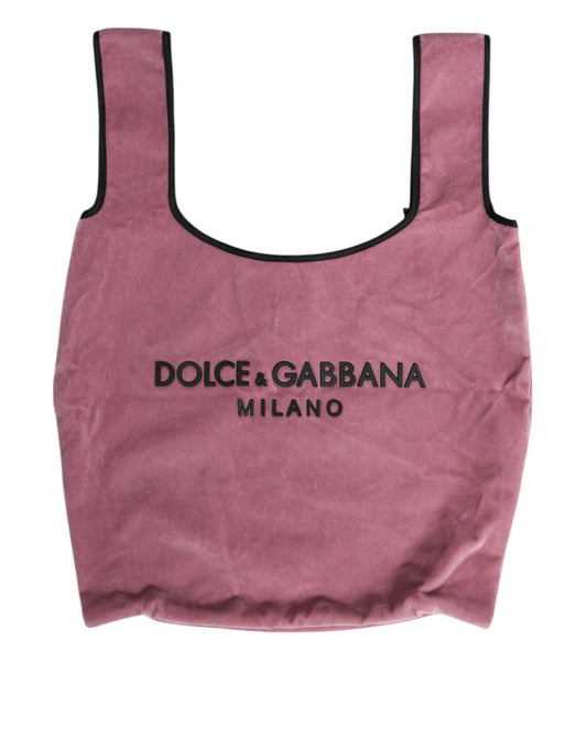 Dolce & Gabbana DG MILANO Umhängetasche aus rosafarbenem Baumwollsamt