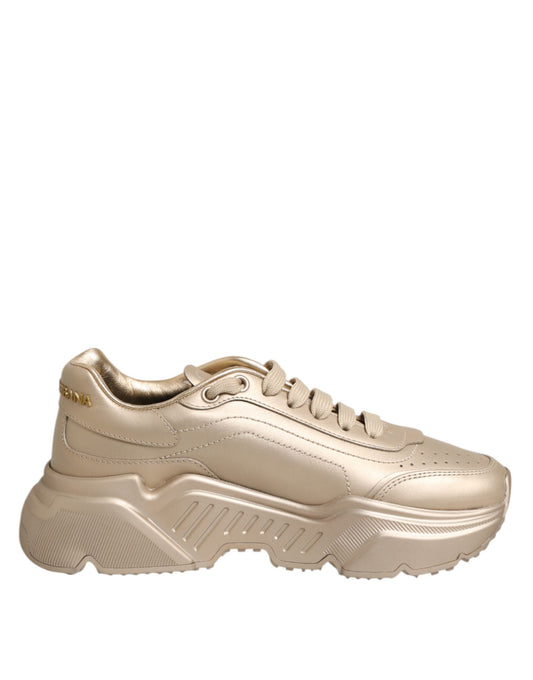Dolce & Gabbana Daymaster Damen Sneaker aus goldenem Leder