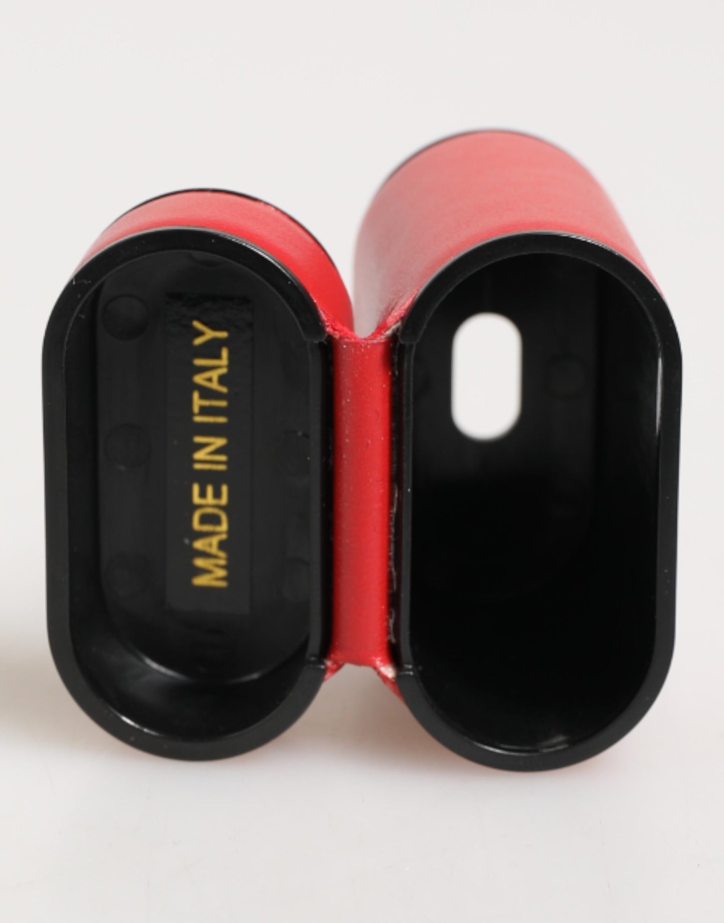 Dolce & Gabbana – Airpods-Hülle mit Logo aus rotem und weißem Kalbsleder