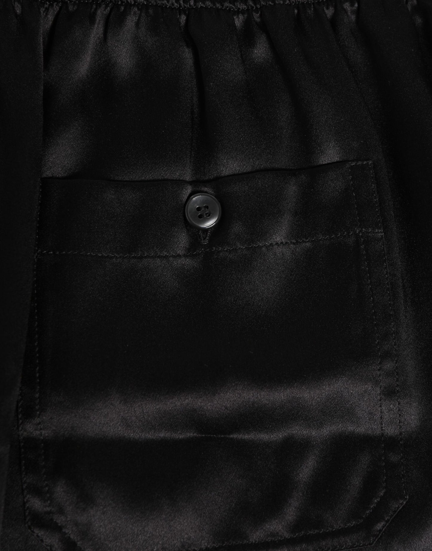 Dolce & Gabbana Schwarze elastische Herren-Boxershorts aus Seidensatin
