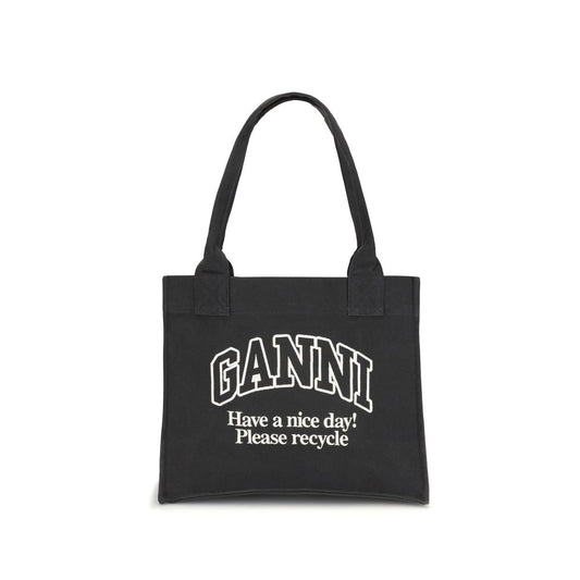 Ganni Black Cotton Shoulder Bag