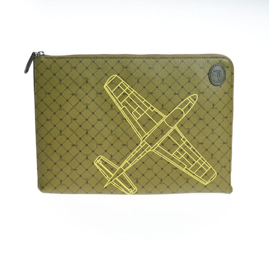 Trussardi Grüne Leder Herren Clutch