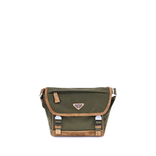 Prada – Mittelgroße Schultertasche aus Re-Nylon und Leder