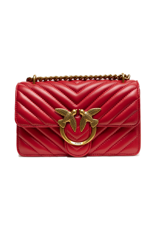 PINKO – Rote Love One Mini-Umhängetasche aus Leder