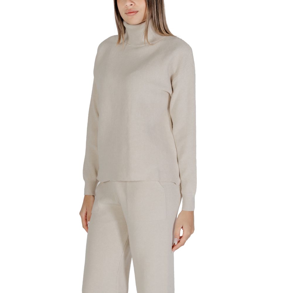 Cleré Beige Viskose Rollkragenpullover