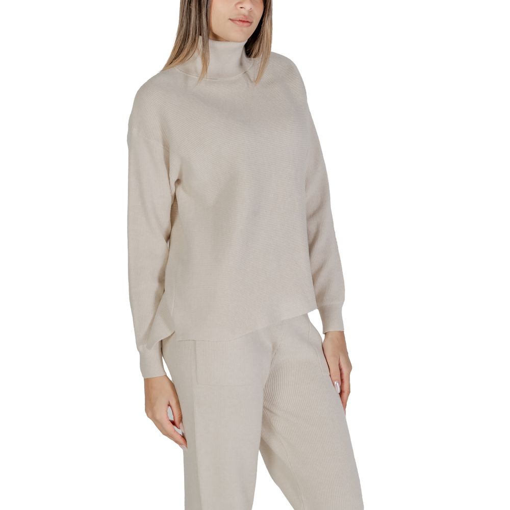 Cleré Beige Viskose Rollkragenpullover