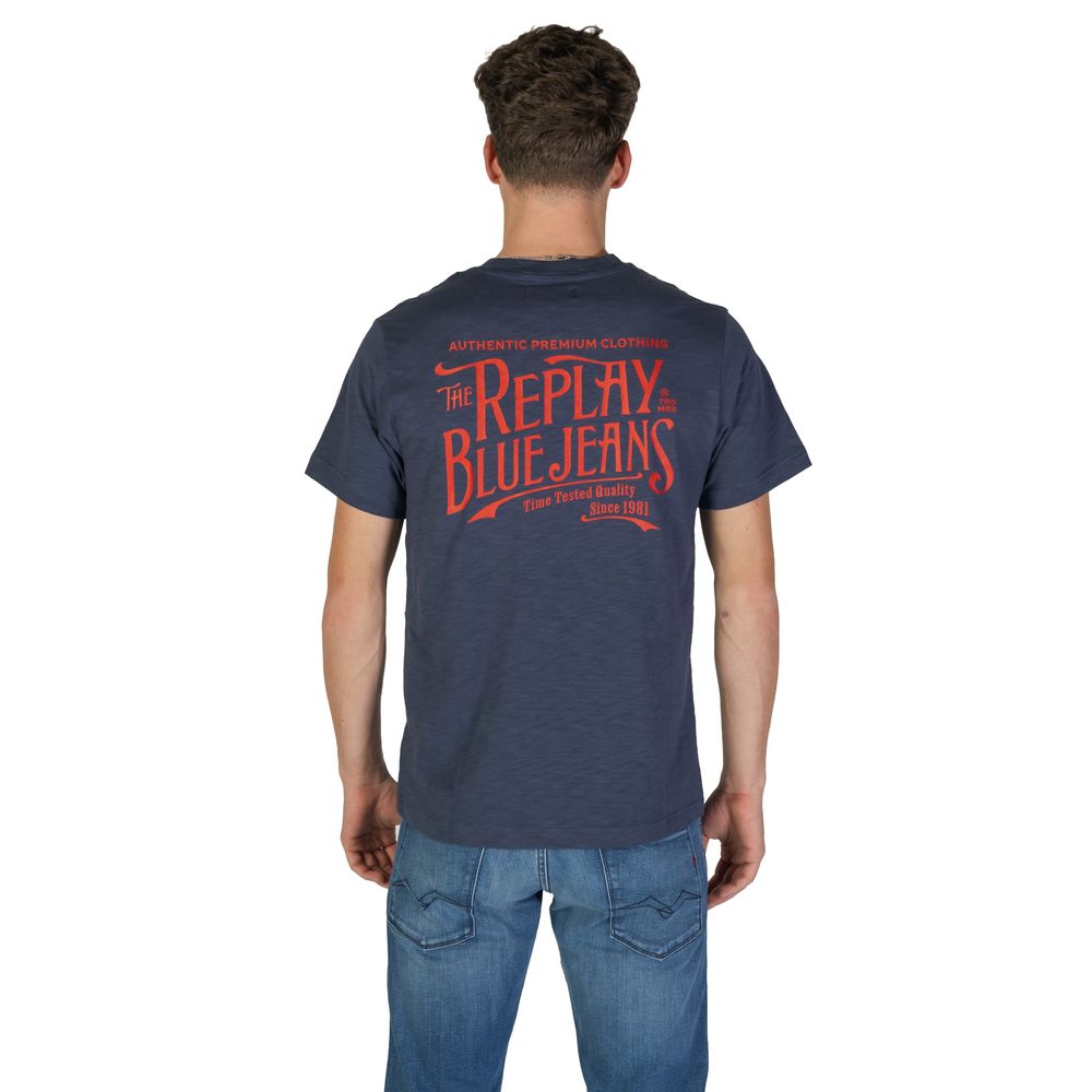 Replay – Blaues Baumwoll-T-Shirt