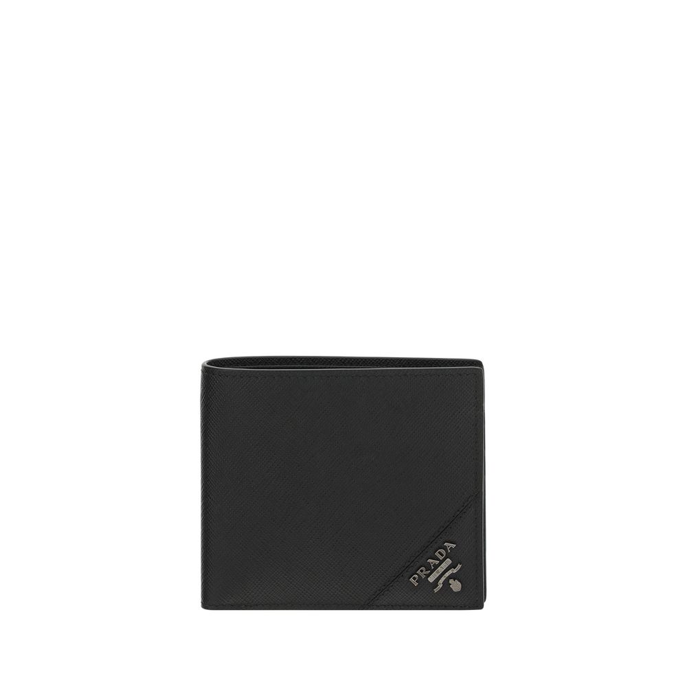 Prada Black Calf Leather Bos Taurus Wallet