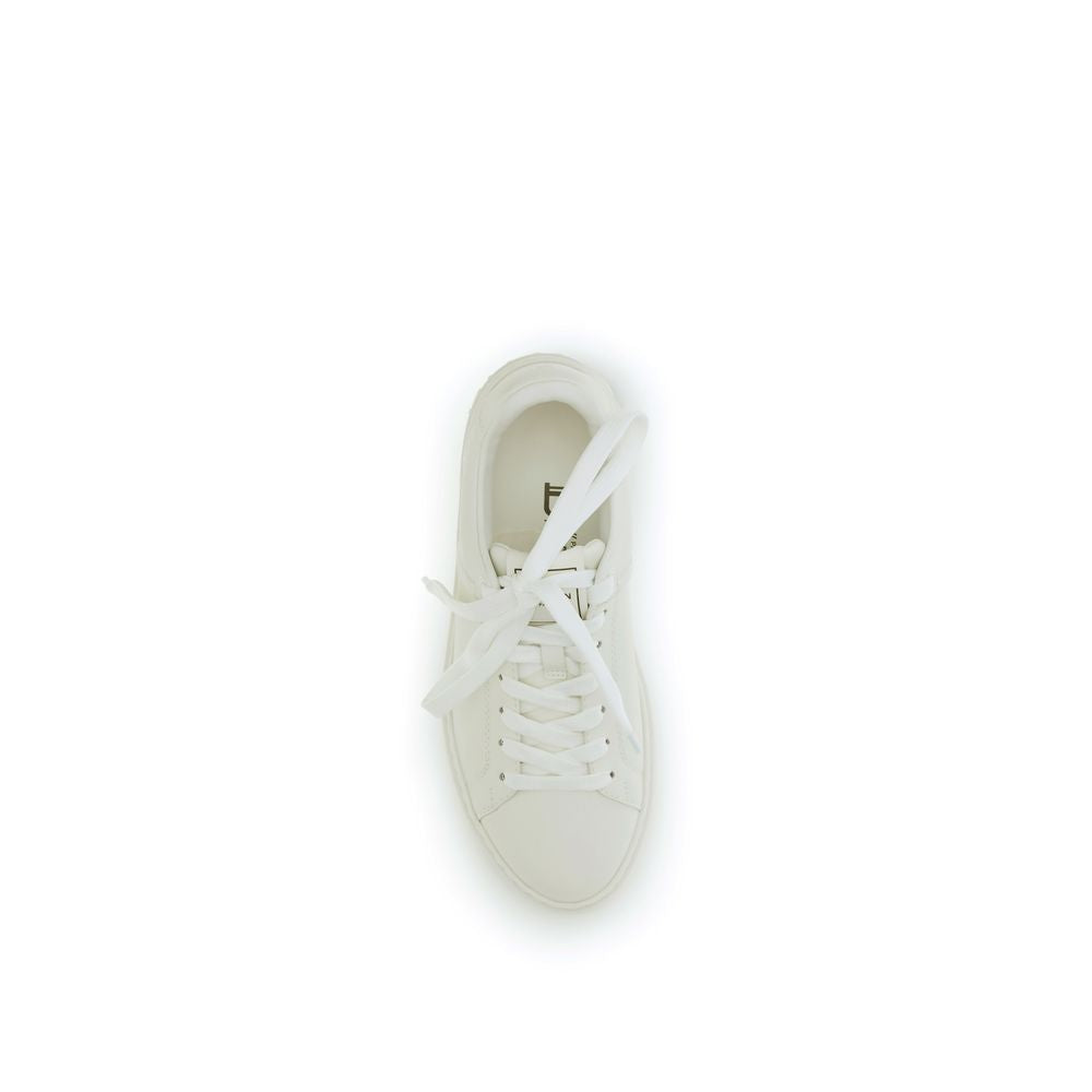 Balmain White Calf Leather Bos Taurus Low Top Sneakers