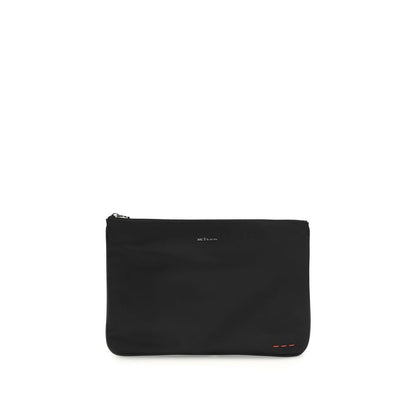 Kiton Black Fabric Clutch Bag