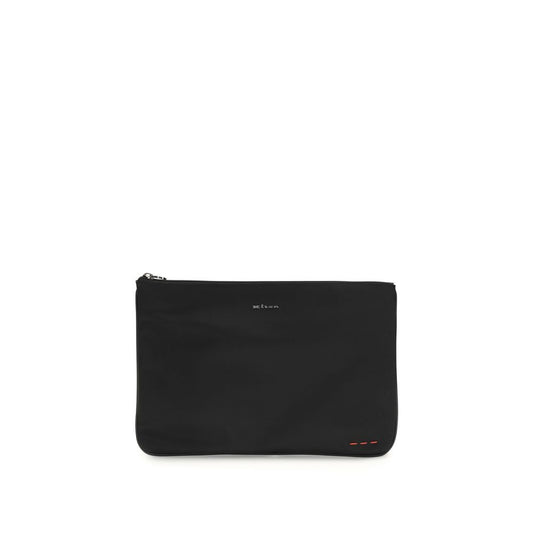 Kiton Black Fabric Clutch Bag