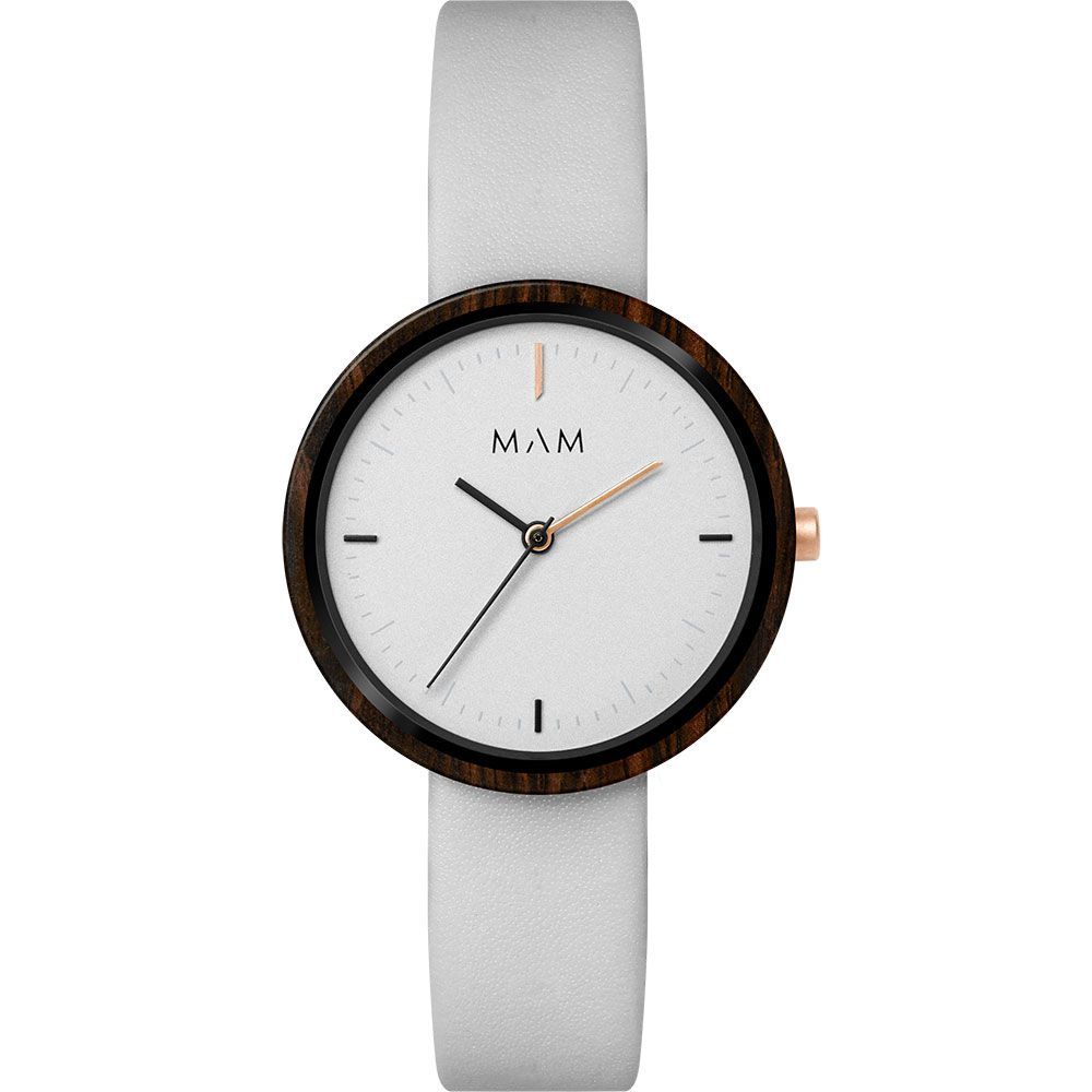 MAM White Leather Dress Watch