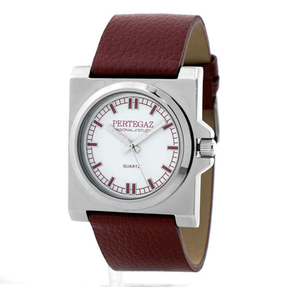 PERTEGAZ Bordeaux Leather Dress Watch