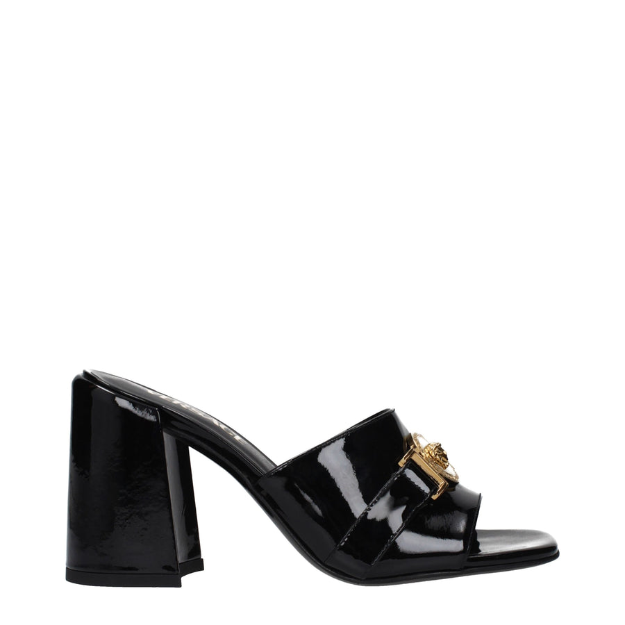 Versace Black Leather Platform Sandals