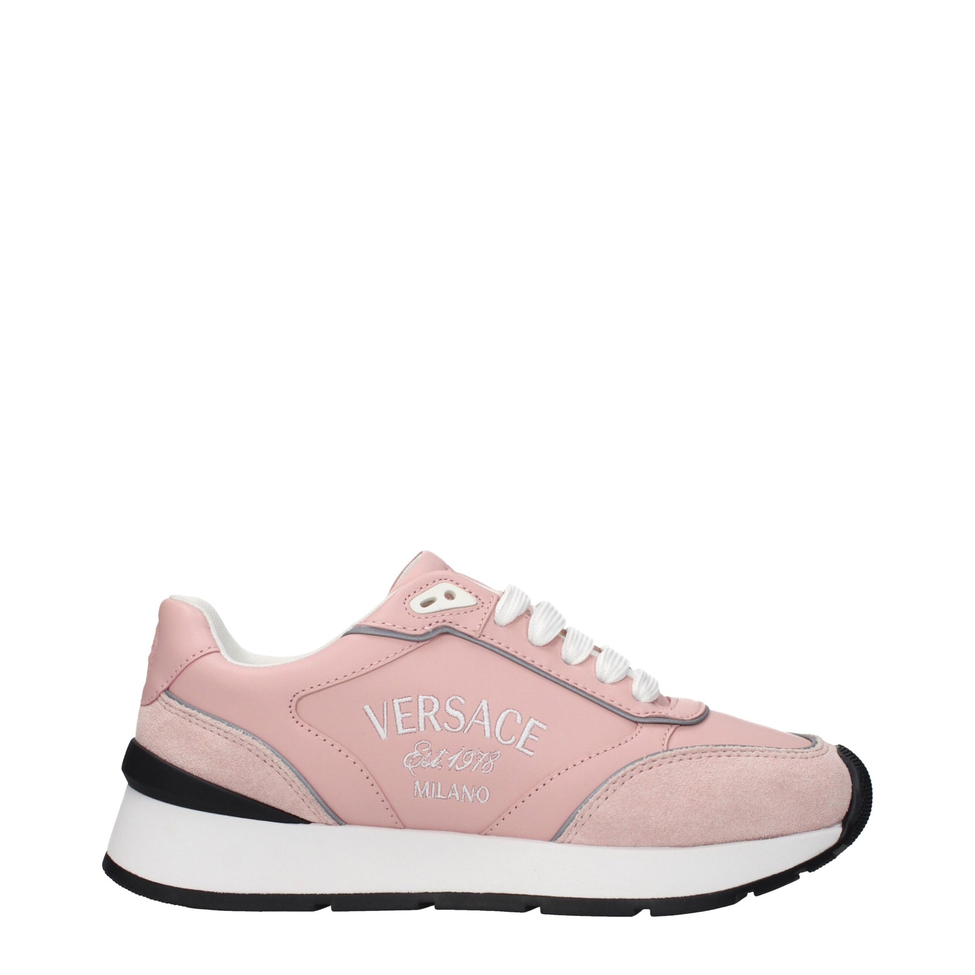 Versace Pink Leather Low Top Sneakers