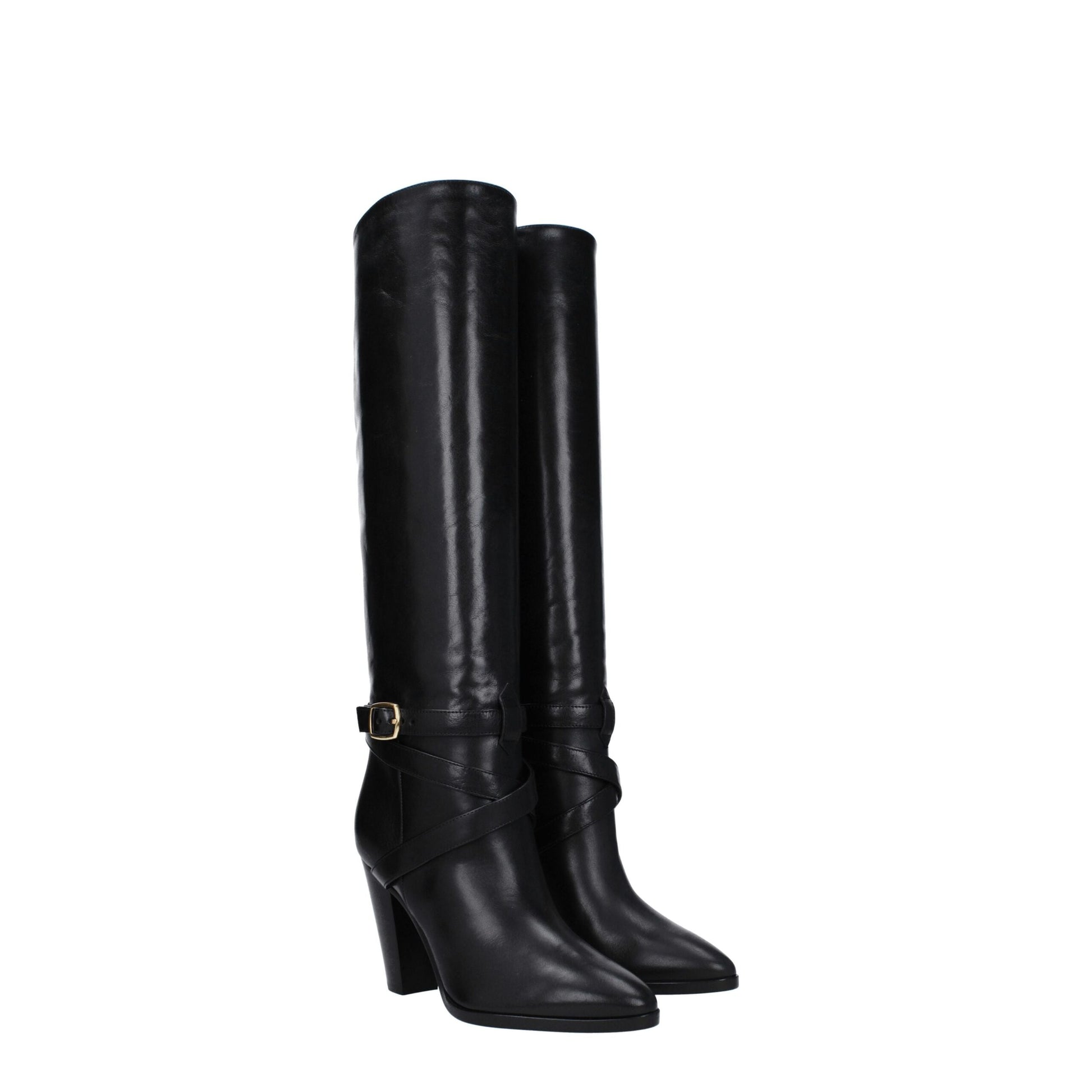 Celine Black Leather High Heel Boots