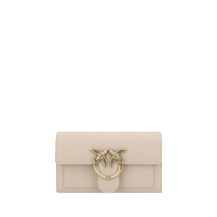 PINKO Beige Calf Leather Bos Taurus Shoulder Bag