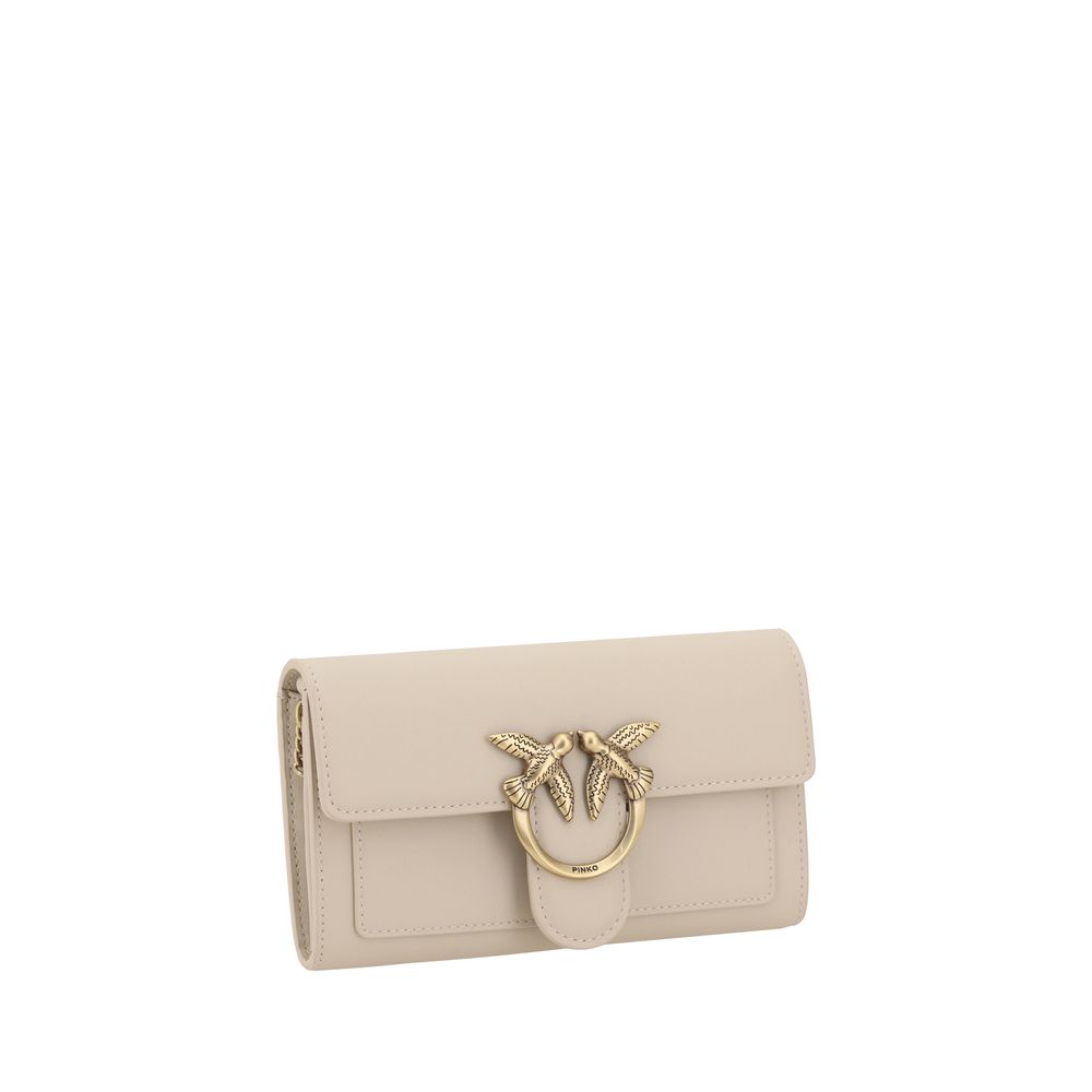 PINKO Beige Calf Leather Bos Taurus Shoulder Bag