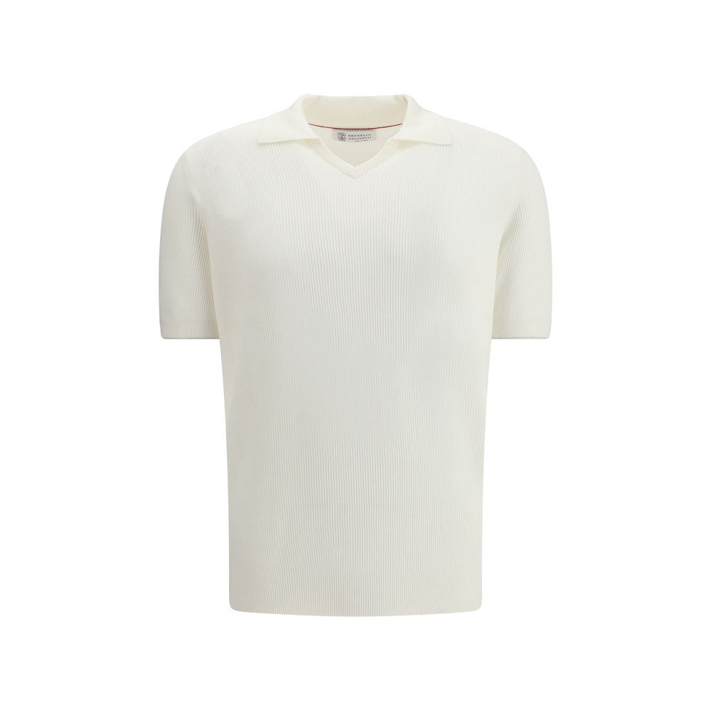 Brunello Cucinelli White Cotton Polo Shirt