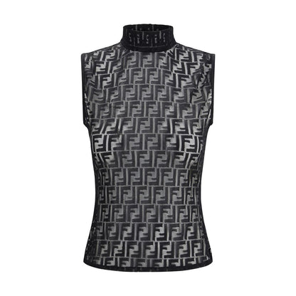 Fendi Black Polyamide Sleeveles T-Shirt