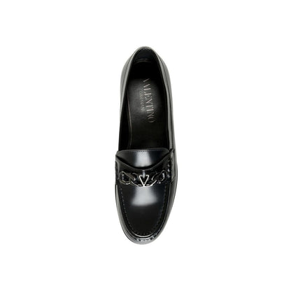Valentino Garavani Black Leather Slip-On Loafers