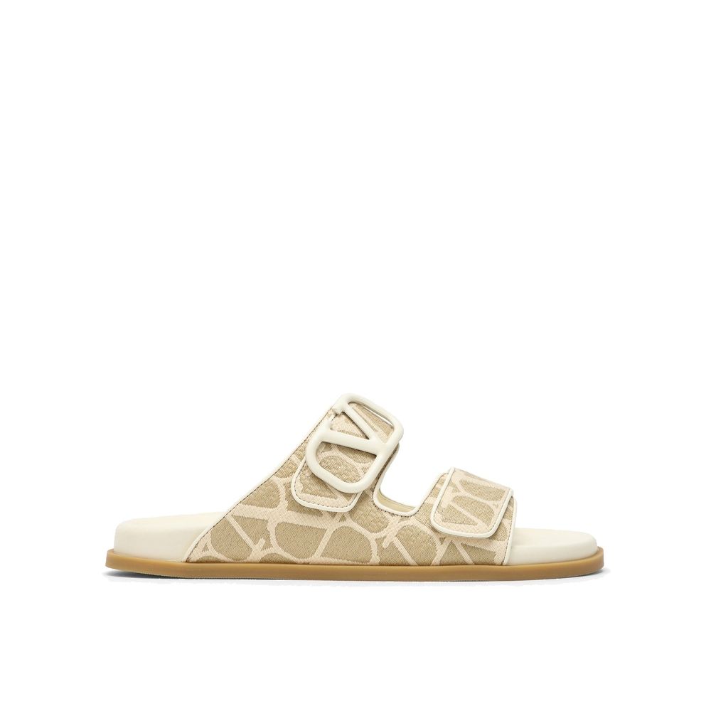 Valentino Garavani Bicolor Fabric Flat Sandals