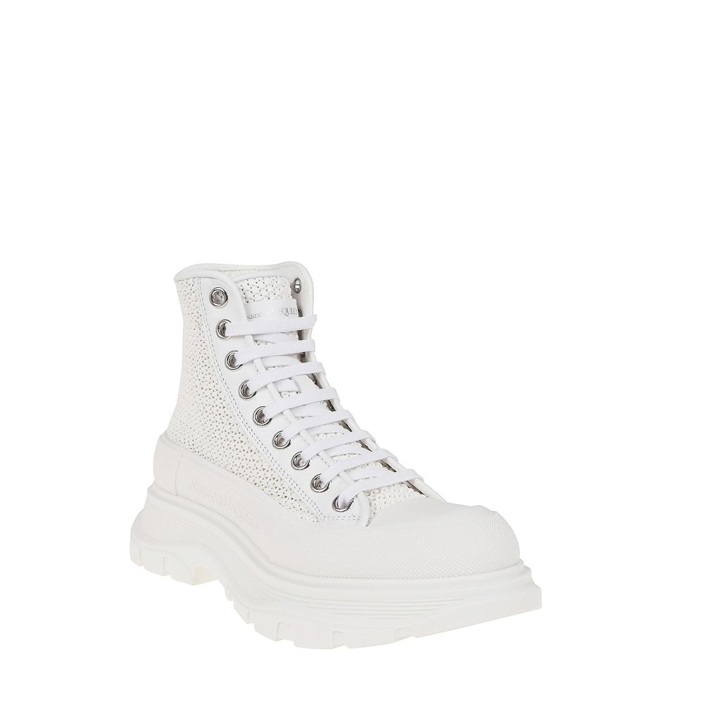 Alexander McQueen White Raffia High Top Sneakers