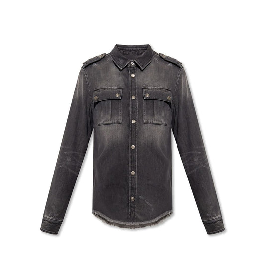Balmain Black Denim Shirt