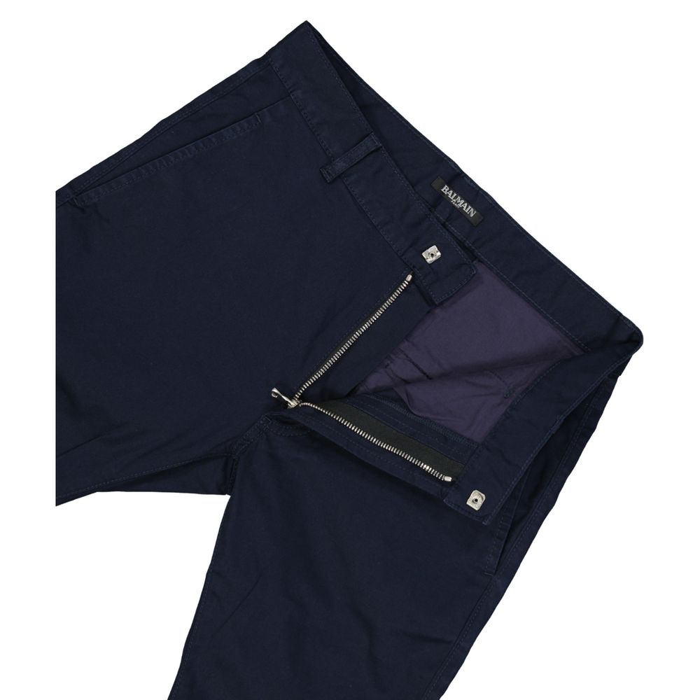 Balmain Blue Cotton Casual Pants