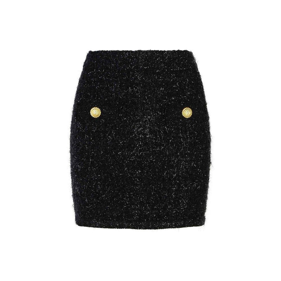 Balmain Black Cotton Mini Skirt