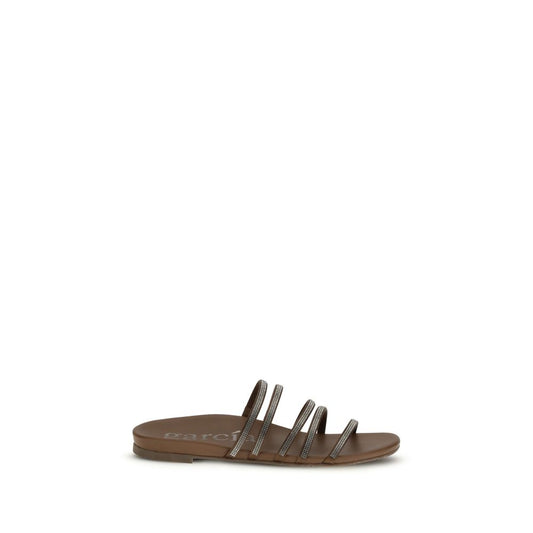 Pedro García Brown Calf Leather Bos Taurus Flat Sandals