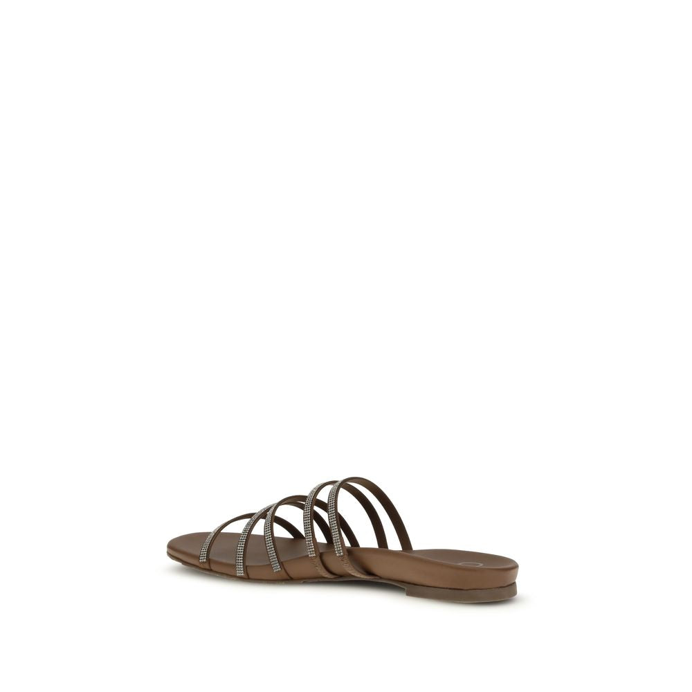 Pedro García Brown Calf Leather Bos Taurus Flip-Flop Sandals