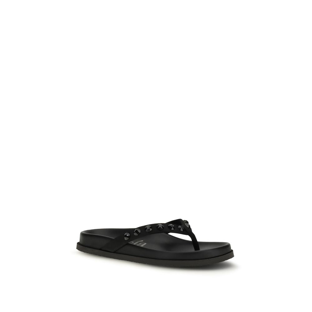 Pedro García Black Rubber Flat Sandals